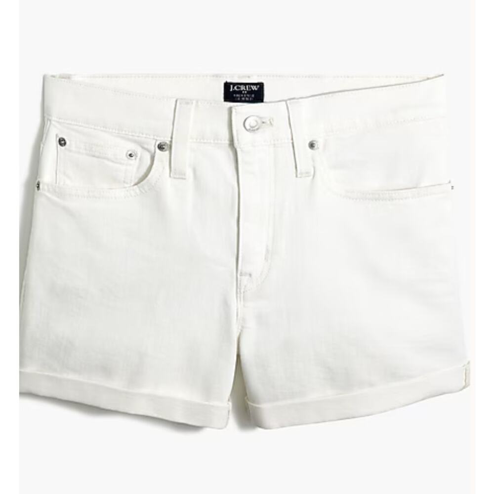 J. Crew Classic White Denim Shorts 26 Frayed Hem